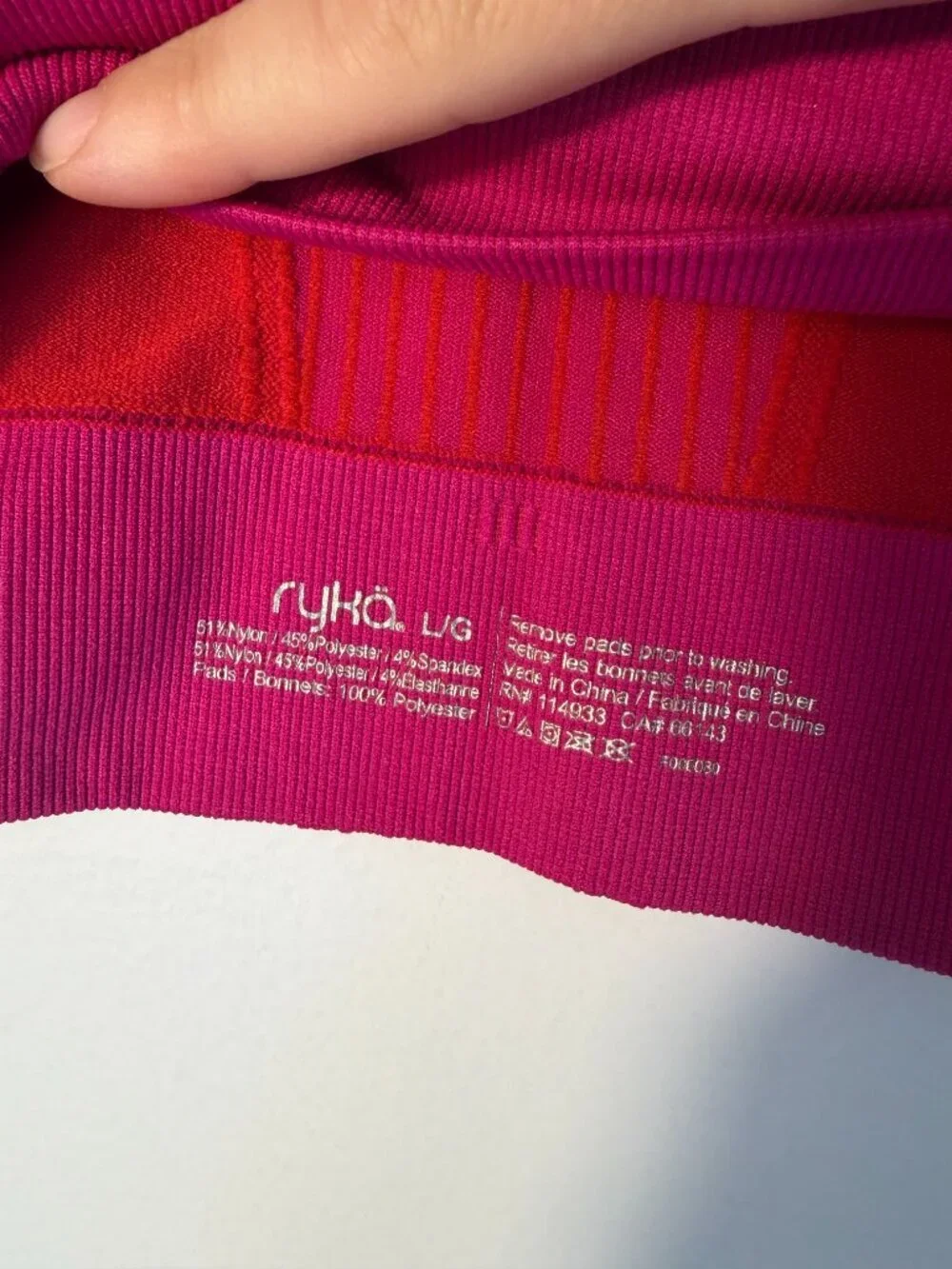 Ryka Pink Red Sports Bra Bike Shorts Pink and Red Matching Set